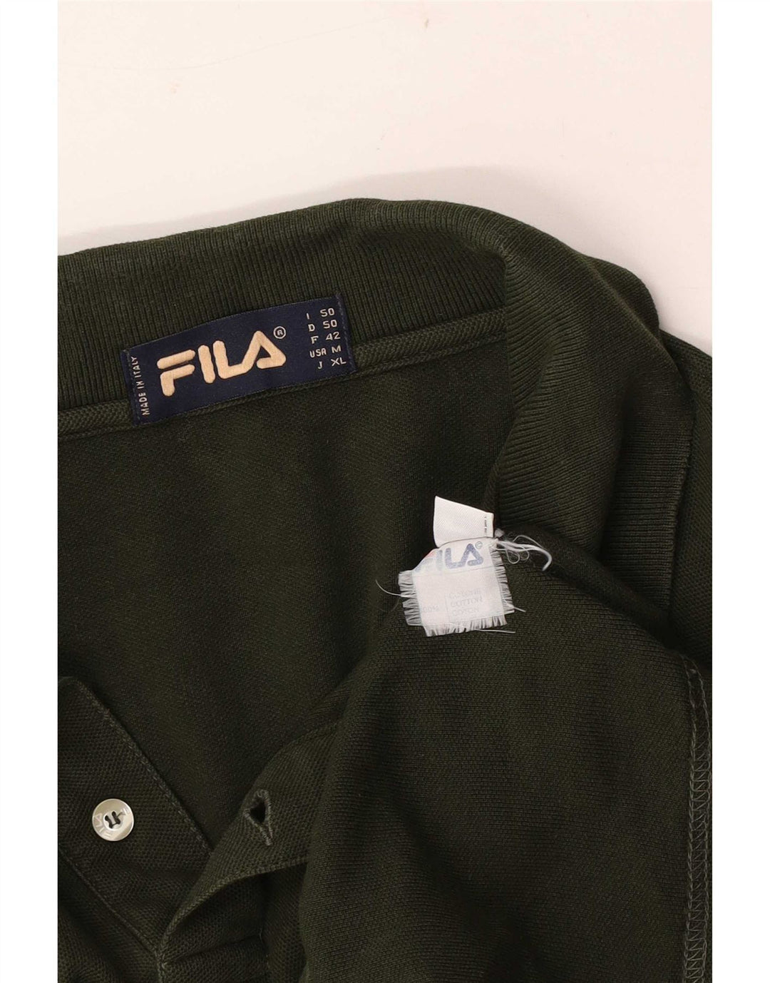Polo Fila Uomo Manica Lunga IT 50 Cotone Verde Medio