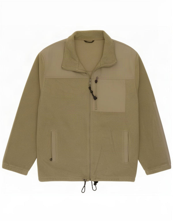 Marks & Spencer Mens Loose Fit Fleece Jacket Medium Khaki Polyester