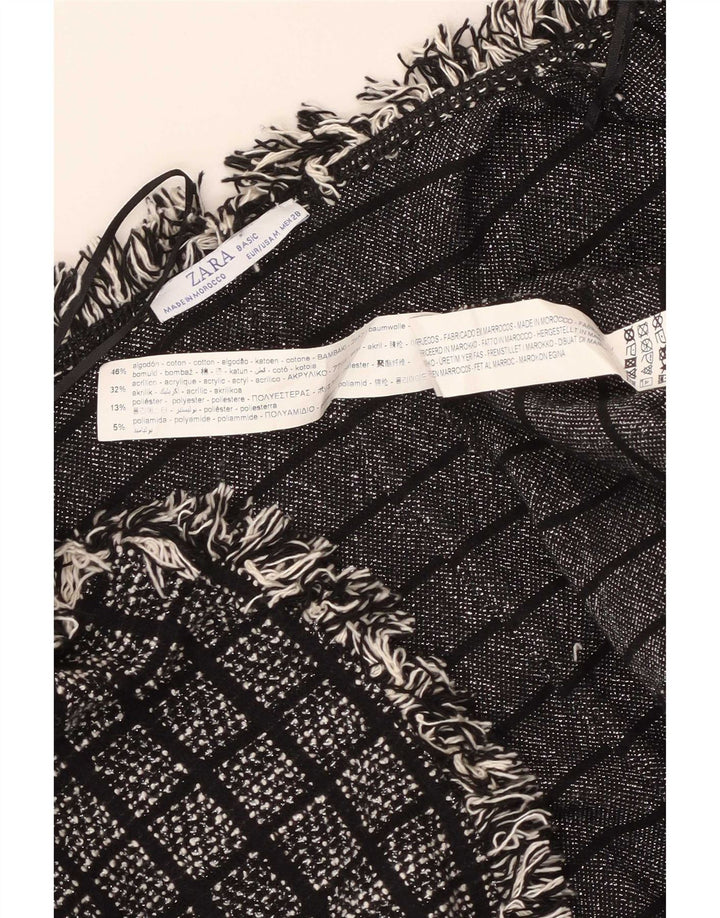 Soprabito aperto da donna Zara UK 14 cotone medio a quadri nero