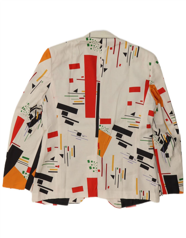 Giacca blazer vintage da uomo a 1 bottone UK 40 grande bianca geometrica