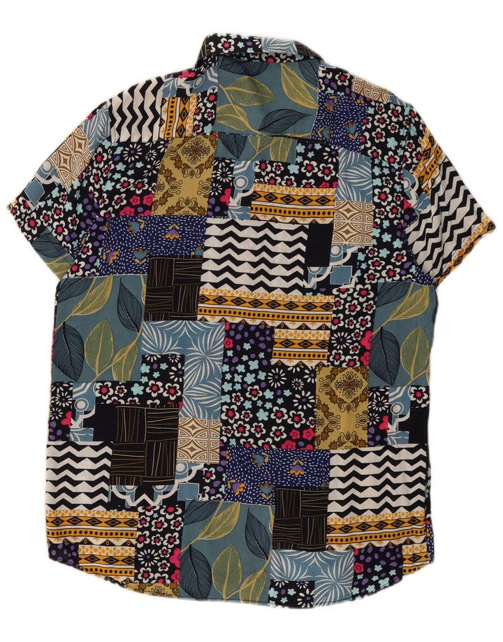 Camicia vintage da uomo a maniche corte Patchwork medio multicolore