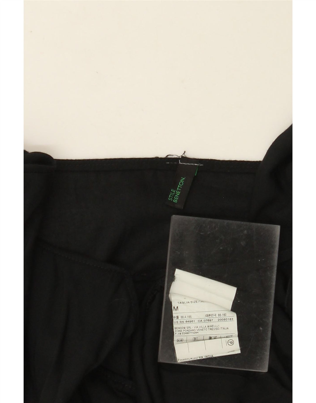 BENETTON Camicetta a maniche lunghe da donna UK 14 Viscosa media nera