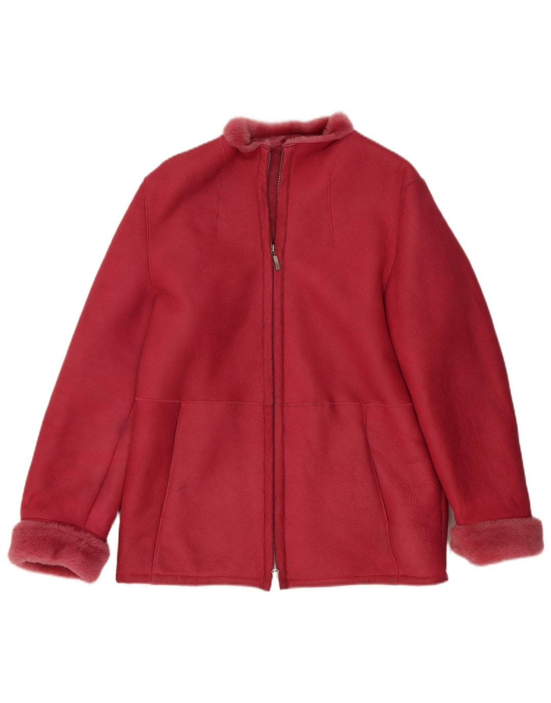 Giacca in shearling da donna dal taglio ampio di Jake EU 36 piccola pelle rosa