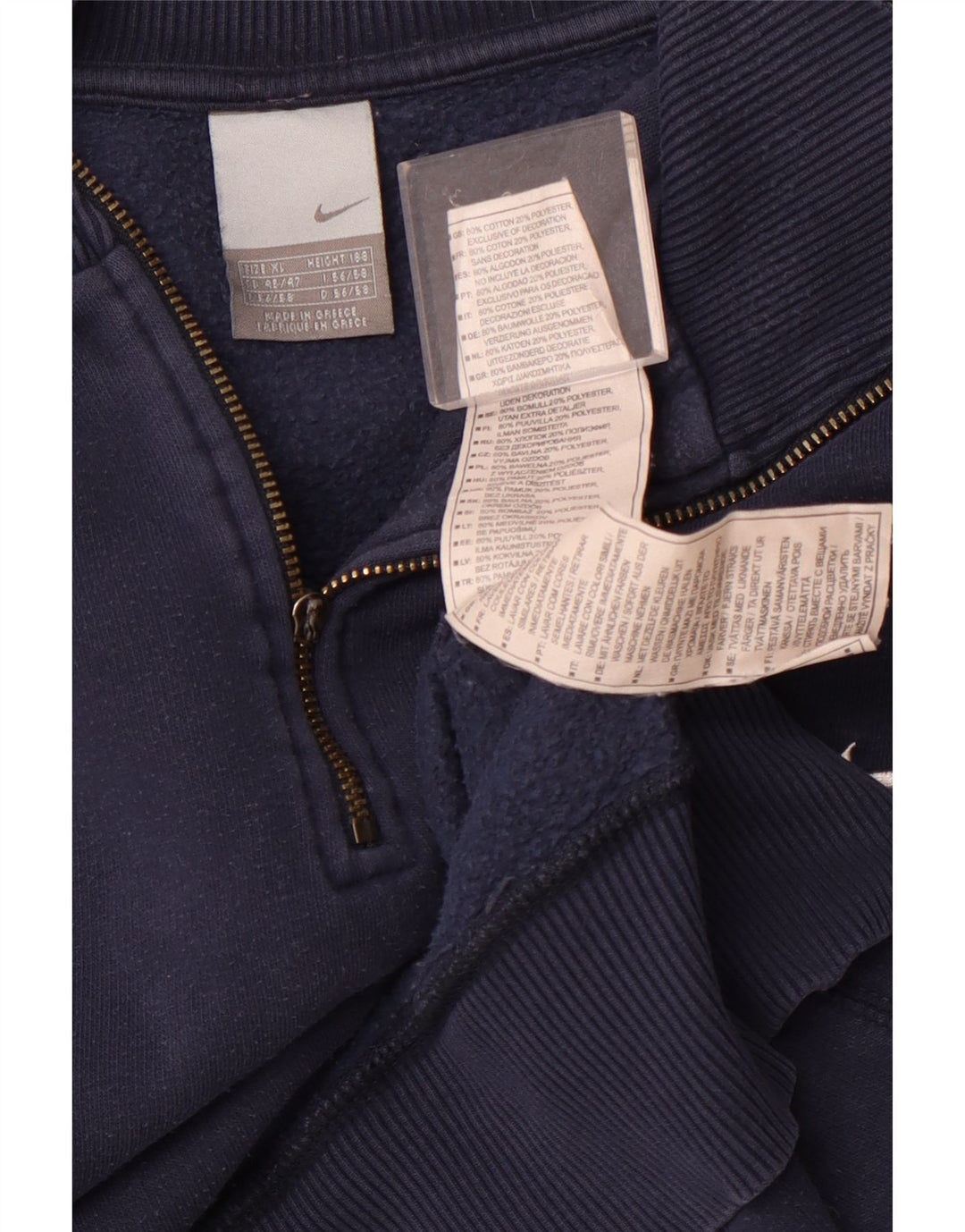 NIKE Felpa con collo con zip da uomo Maglione UK 45/47 XL Cotone blu navy