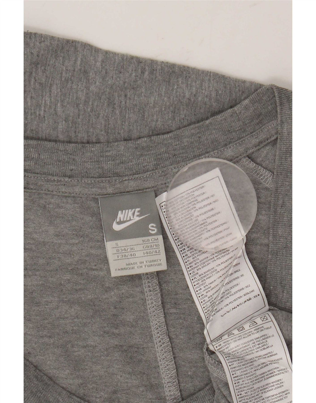 Top Nike da donna a manica lunga UK 10 Small in cotone grigio