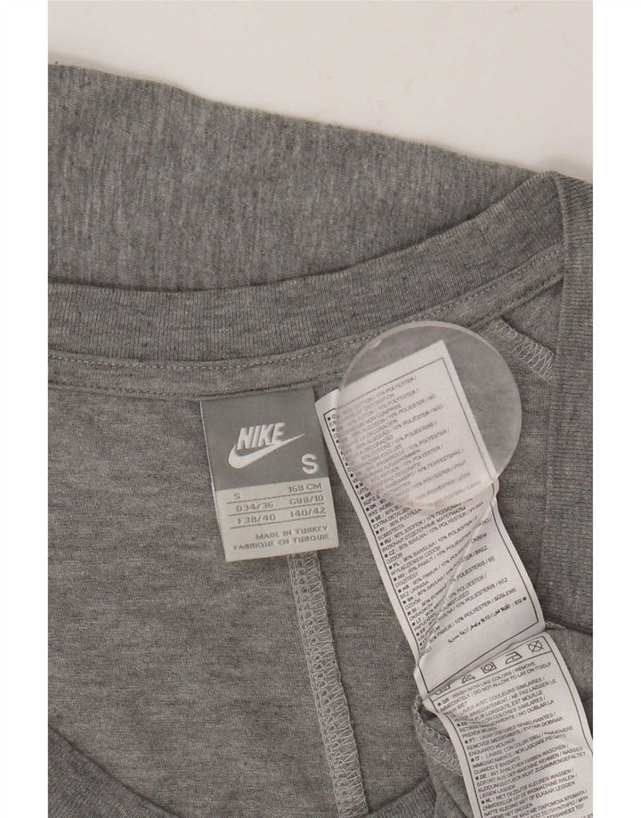 Top Nike da donna a manica lunga UK 10 Small in cotone grigio