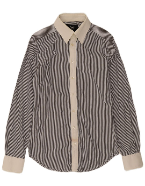 Camicia Slim Fit da Uomo Dolce & Gabbana IT 46 Piccolo Cotone Gessato Blu