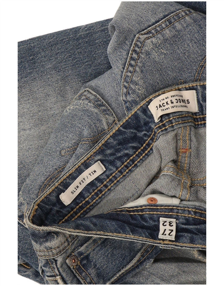 Jack & Jones Uomo Tim Distressed Jeans Slim W27 L32 Blu