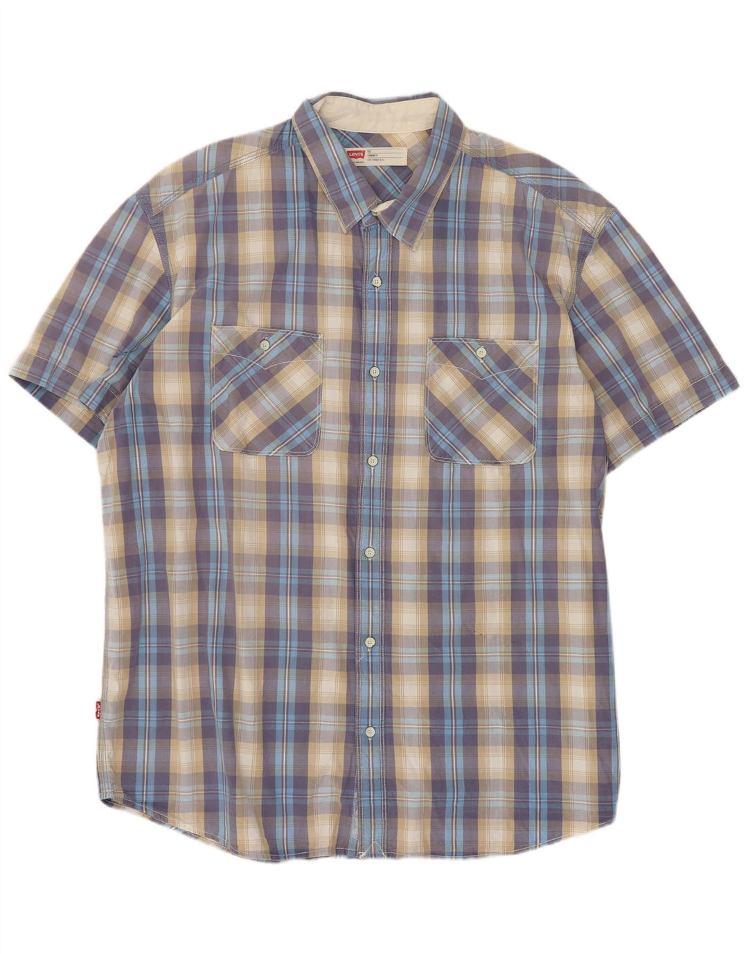 Camicia Levi's da uomo a maniche corte vestibilità standard 2XL in cotone a quadri blu