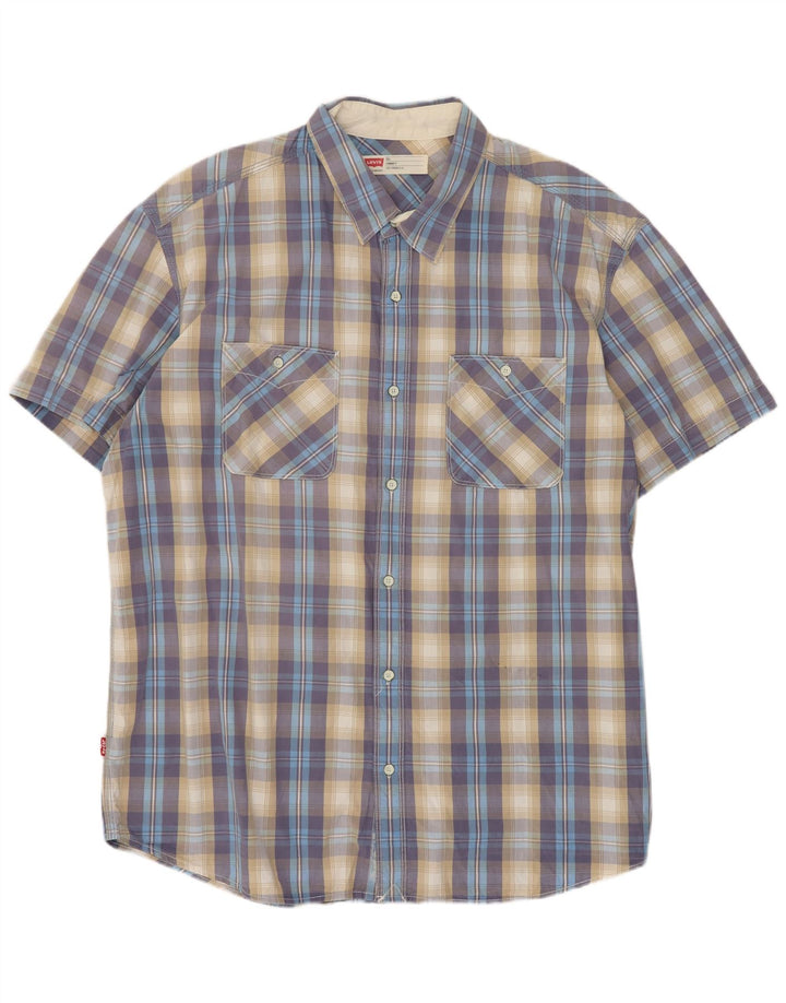 Camicia Levi's da uomo a maniche corte vestibilità standard 2XL in cotone a quadri blu