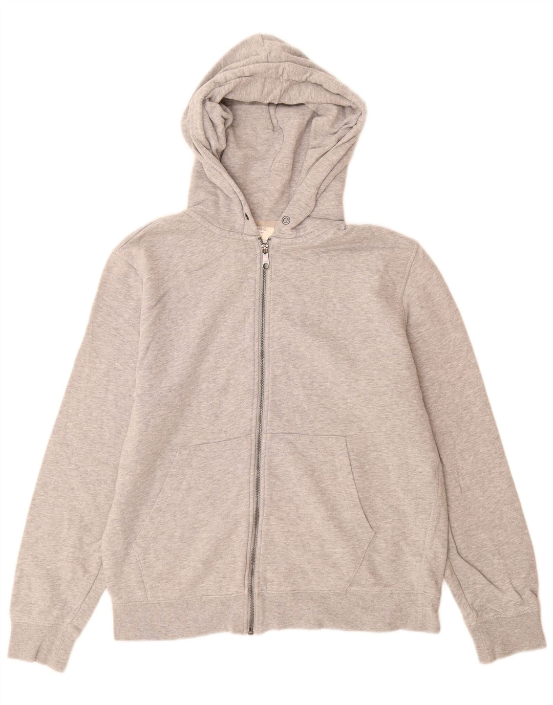 Maglione con cappuccio e zip da uomo Marks & Spencer in cotone screziato grigio medio