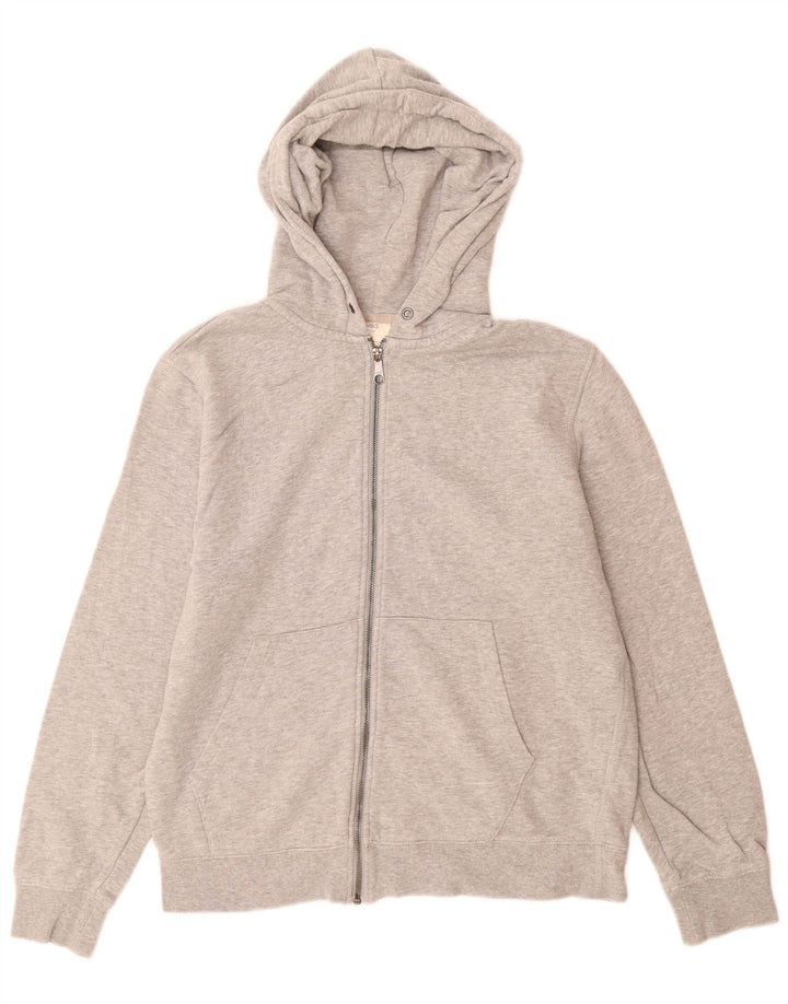 Maglione con cappuccio e zip da uomo Marks & Spencer in cotone screziato grigio medio