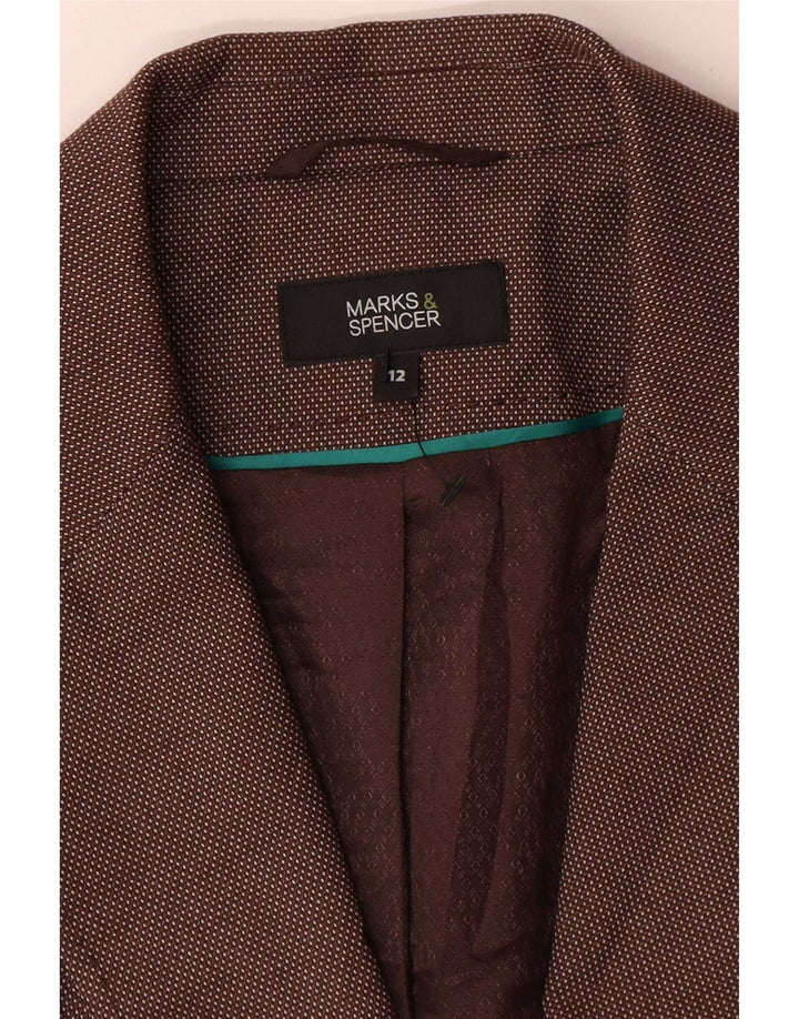 Giacca blazer a 1 bottone Marks & Spencer da donna UK 12 Marrone medio maculato