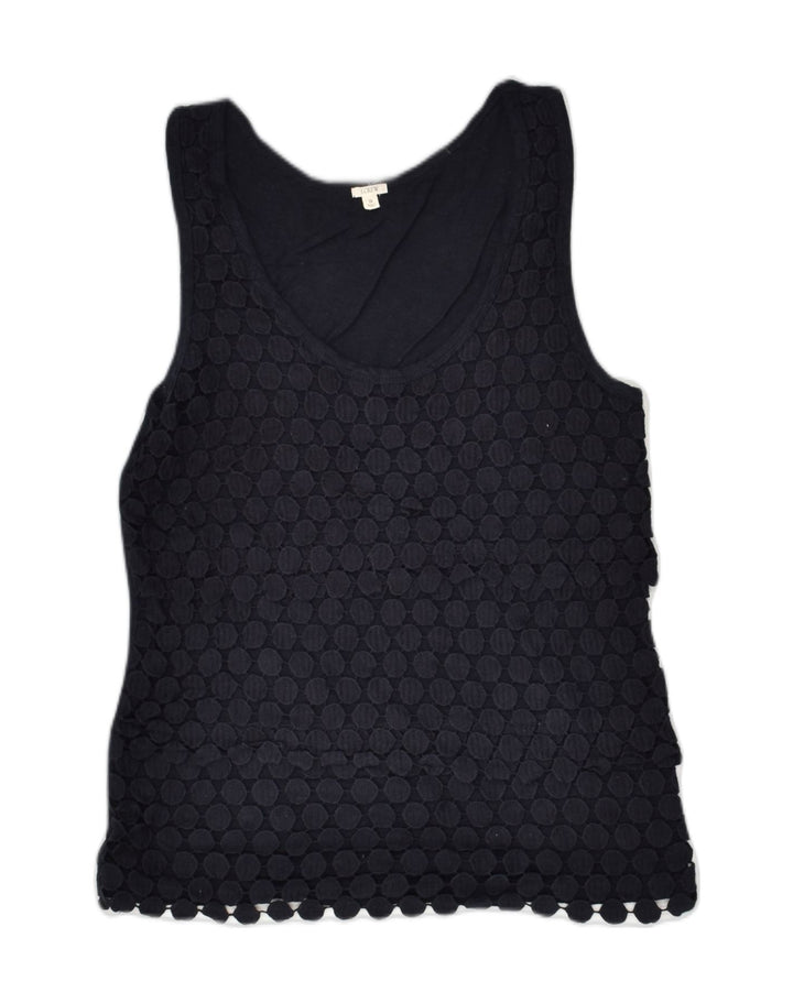 J. CREW Womens Vest Top UK 8 Small Navy Blue Cotton | Vintage J. Crew | Thrift | Second-Hand J. Crew | Used Clothing | Messina Hembry 