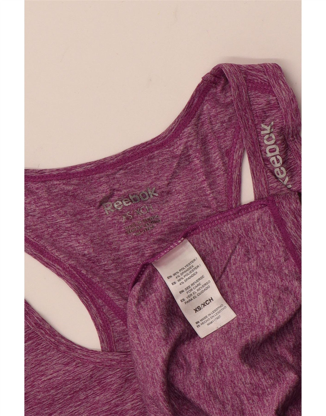 Canotta REEBOK da donna UK 6 XS Poliestere chiazzato viola