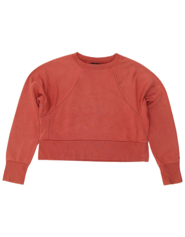 NIKE Felpa con grafica oversize Dri Fit da donna UK 6 XS Cotone rosso