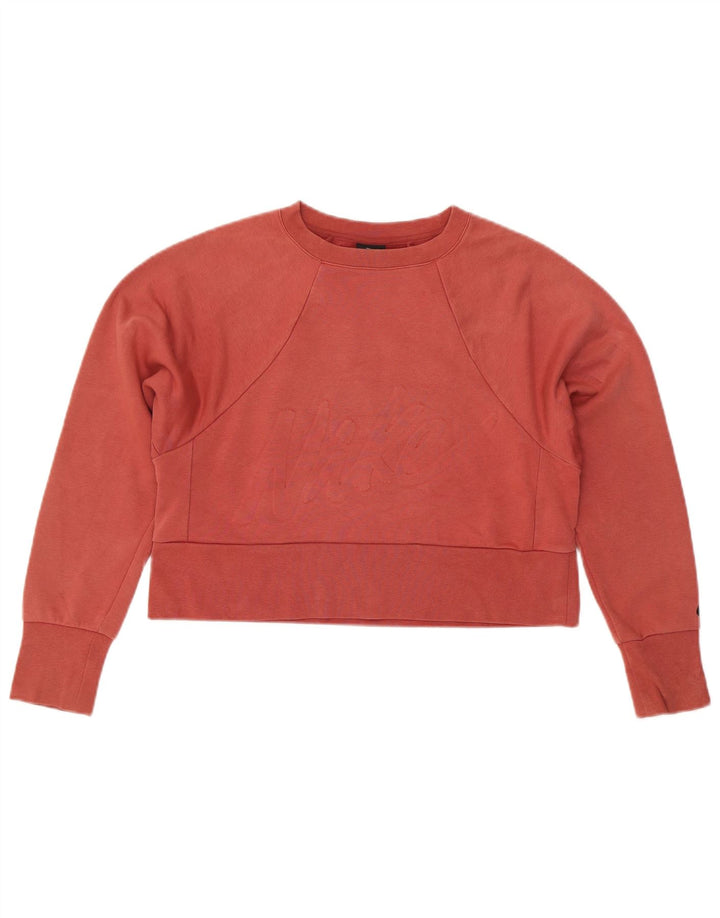 NIKE Felpa con grafica oversize Dri Fit da donna UK 6 XS Cotone rosso