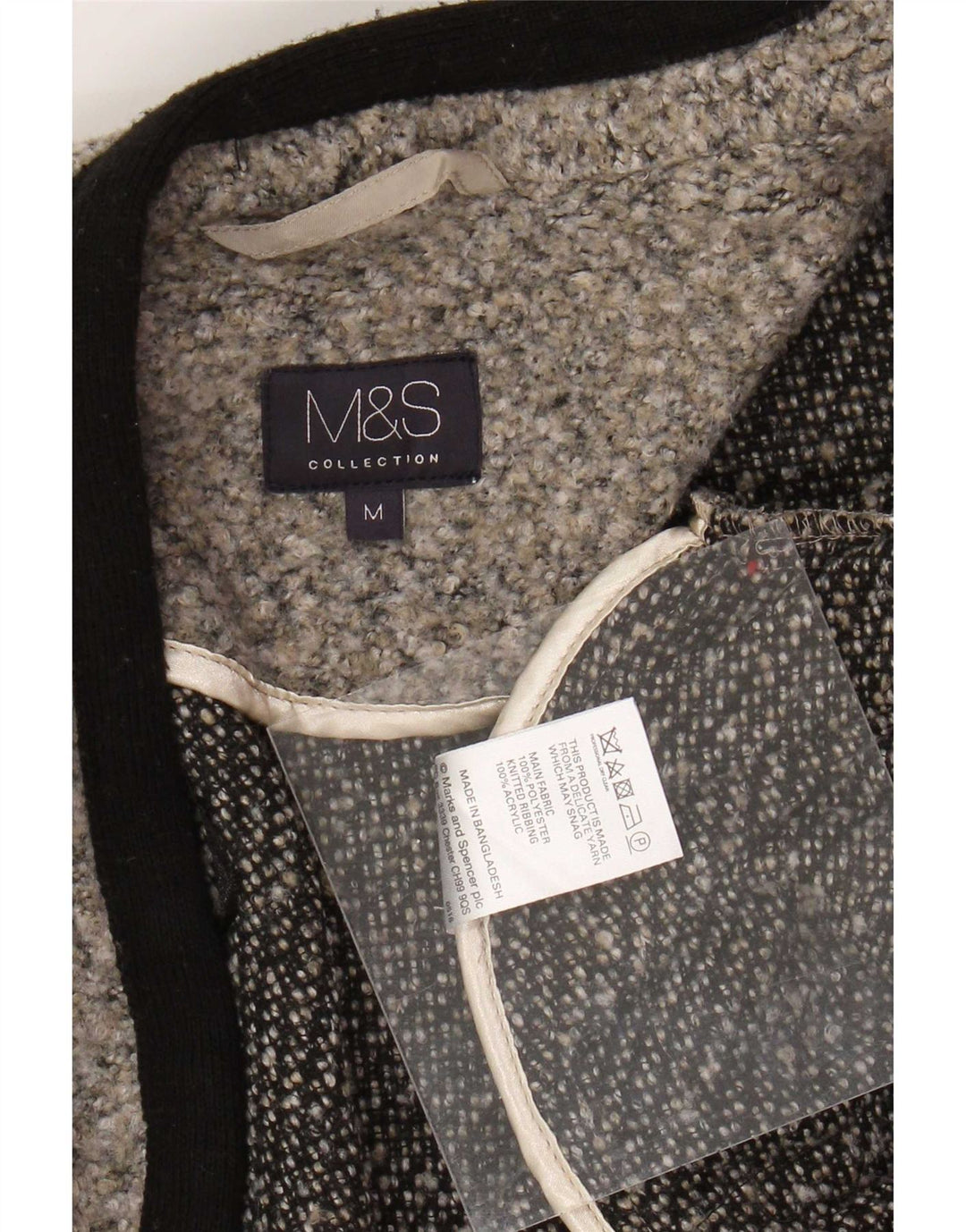 Maglione cardigan lungo da donna Marks & Spencer UK 14 Grigio medio a righe