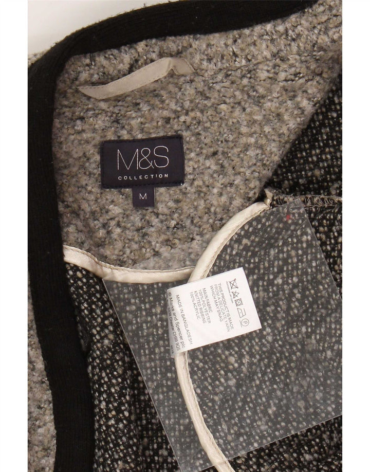 Maglione cardigan lungo da donna Marks & Spencer UK 14 Grigio medio a righe