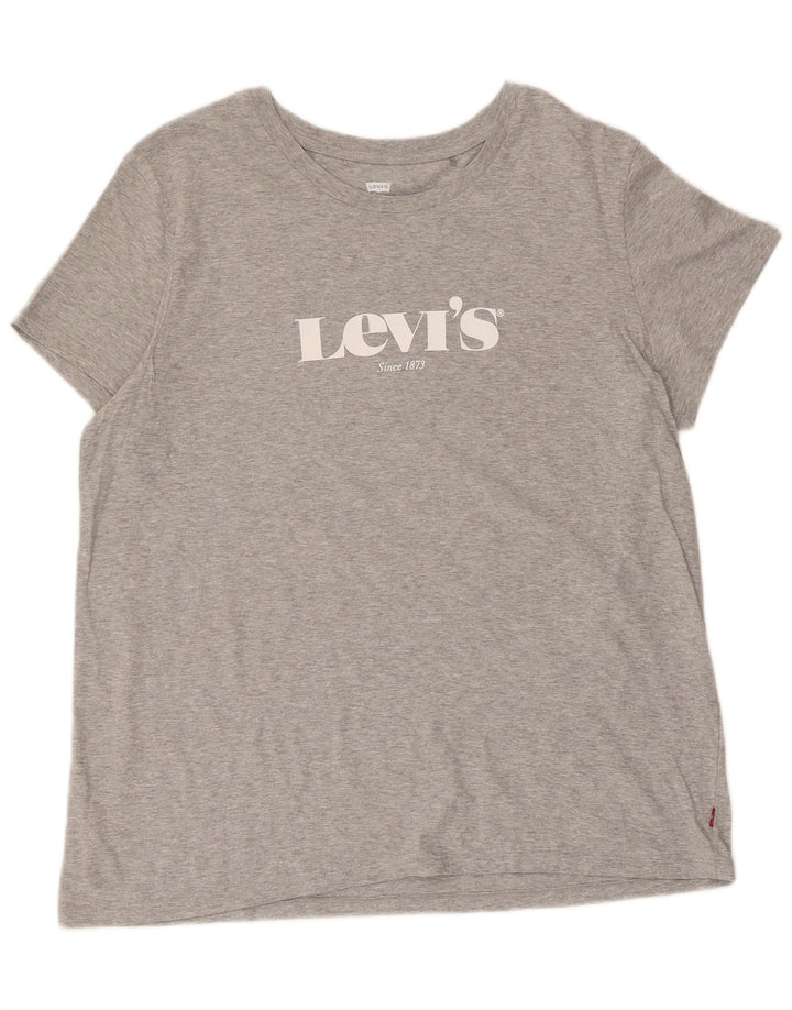 LEVI'S Womens Graphic T-Shirt Top UK 18 XL Grey