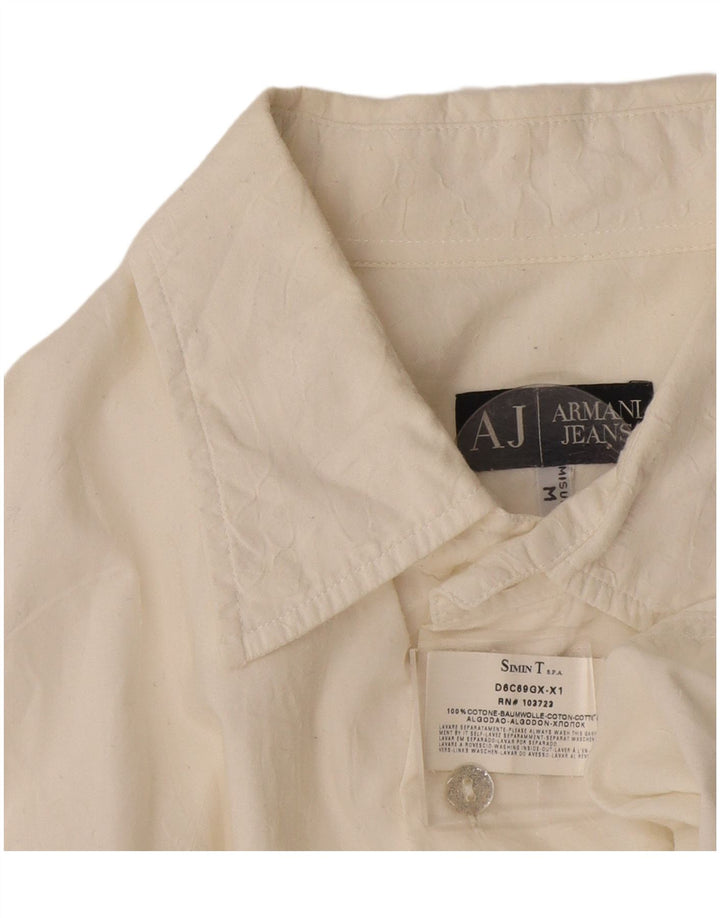 Camicia da uomo Armani Jeans in cotone bianco sporco medio