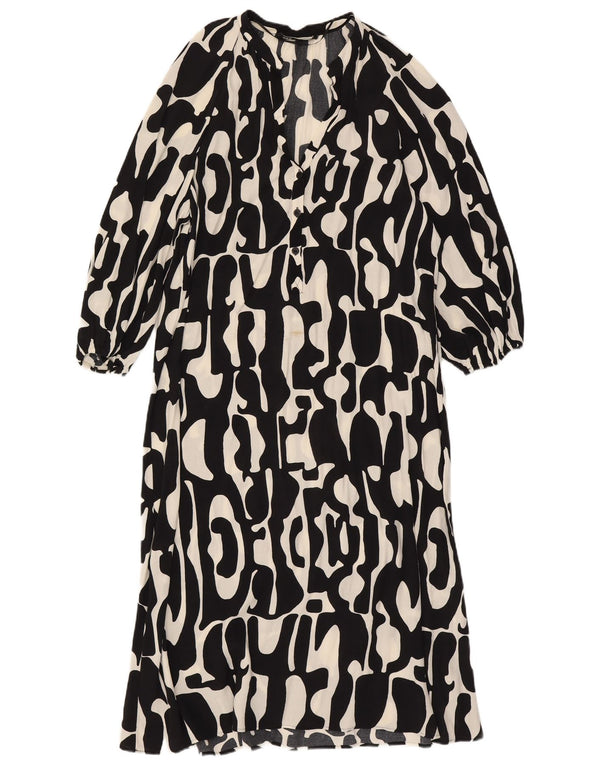 Abito Zara da donna con maxi maniche a 3/4 a strati UK 16 Large nero geometrico