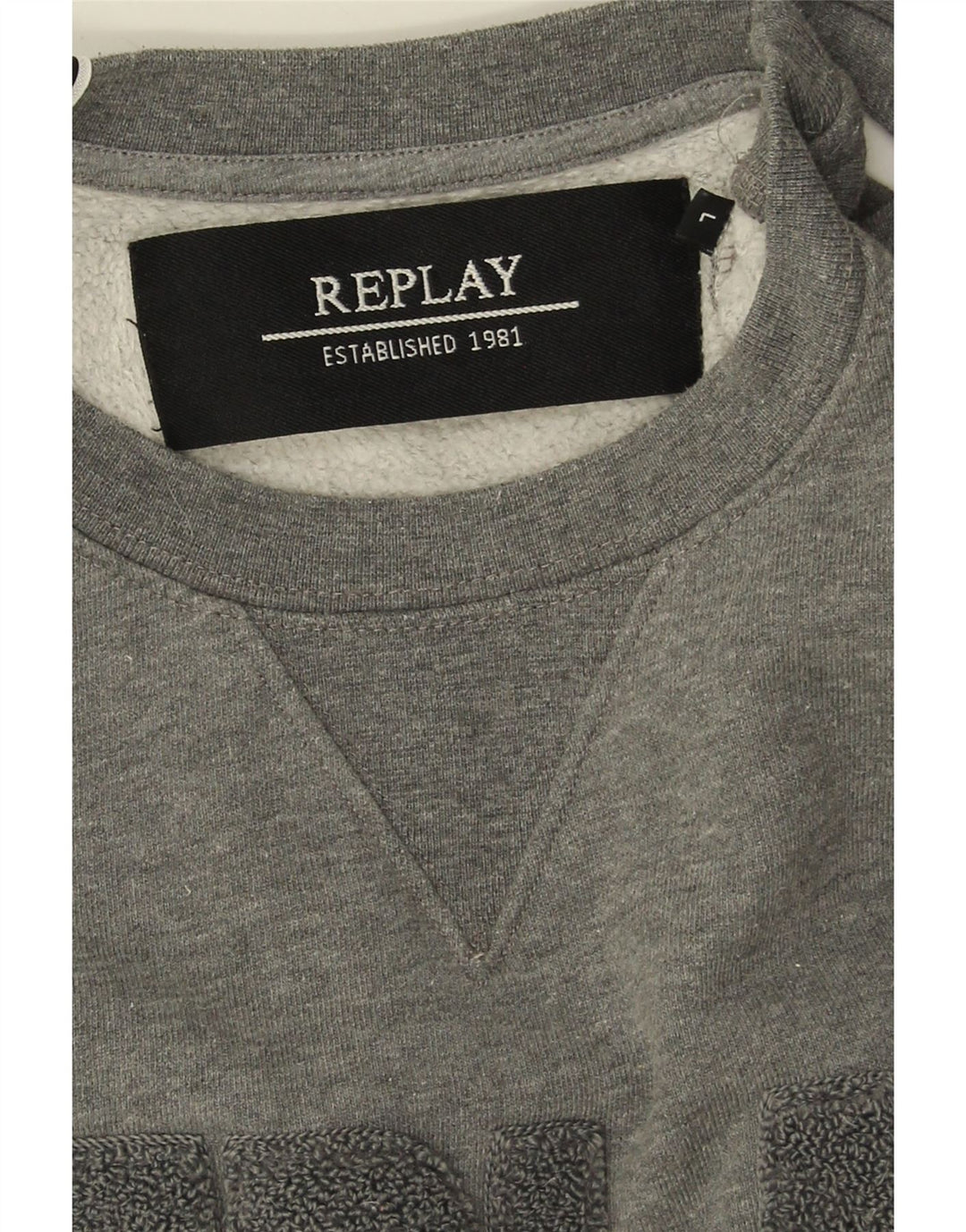 REPLAY Felpa grafica da uomo Maglione grande grigio