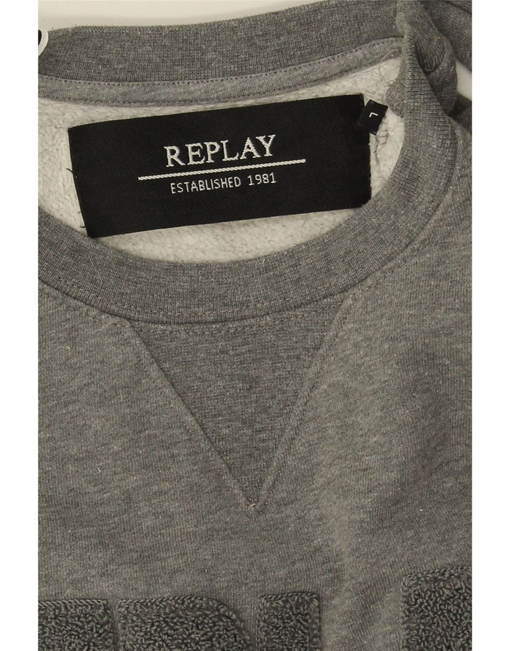 REPLAY Felpa grafica da uomo Maglione grande grigio