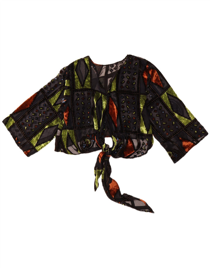 MOTEL Top bolero oversize da donna trasparente UK 10 piccolo patchwork nero