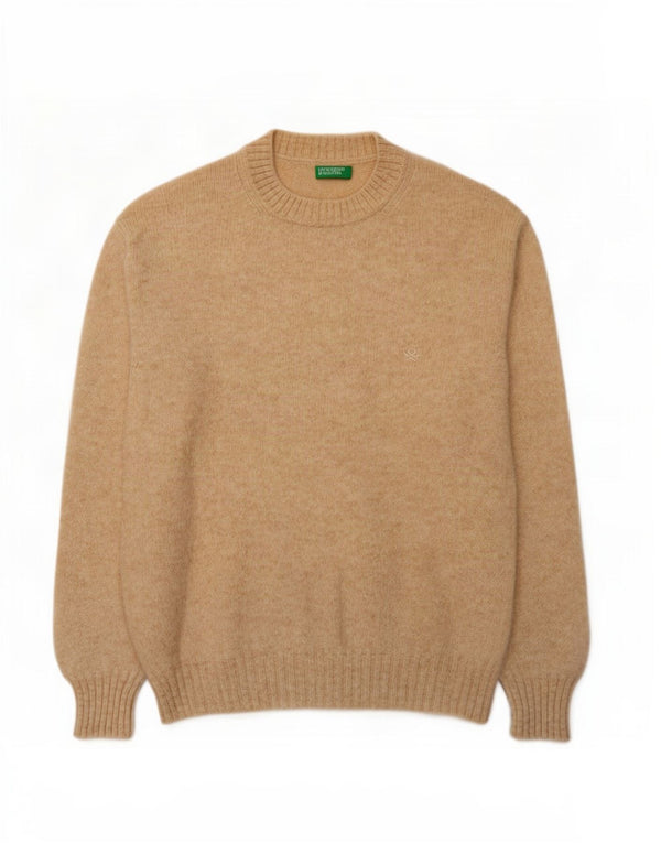 Maglione maglione girocollo oversize da donna Benetton UK 10 piccolo Beige