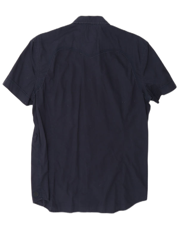 Camicia a maniche corte da uomo Diesel Large in cotone blu navy