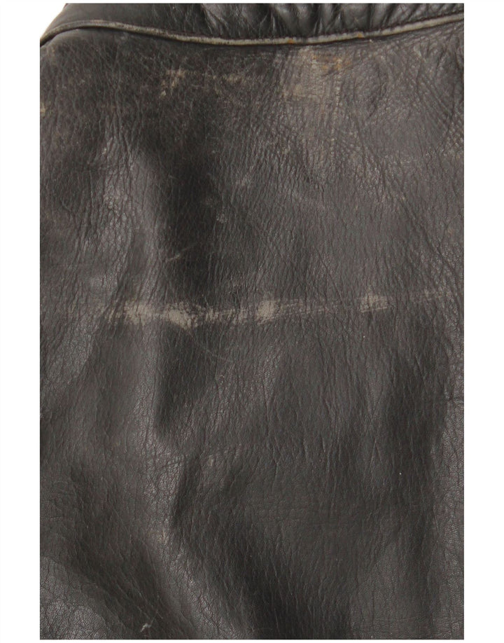 Giacca da motociclista in pelle vintage da uomo UK 36 Piccolo motociclista nero