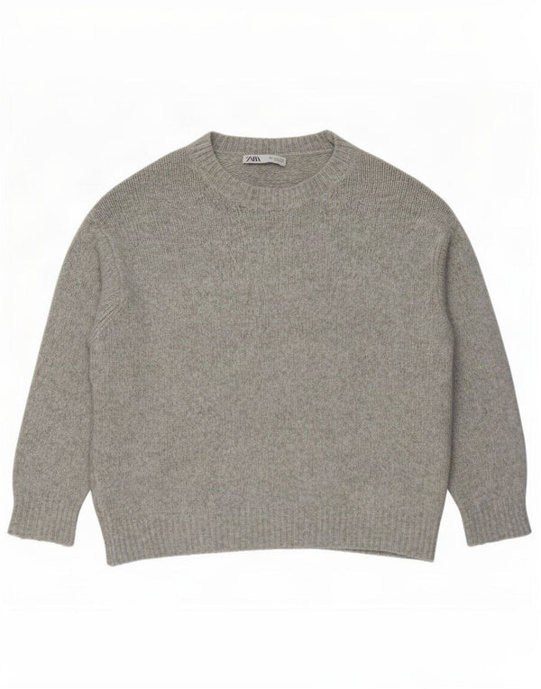 Maglione Zara da donna oversize con scollo a barca UK 10 piccolo acrilico grigio