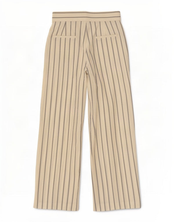 Zara Womens Trafaluc Wide Leg Chino Trousers Small W26 L28 White Pinstripe