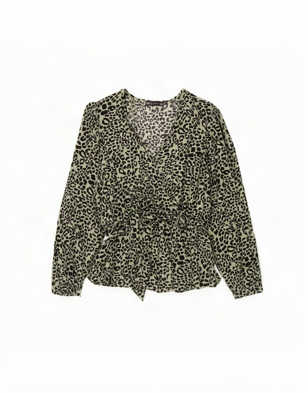 Top in camicetta da donna Marks & Spencer UK 12 verde medio stampa animalier