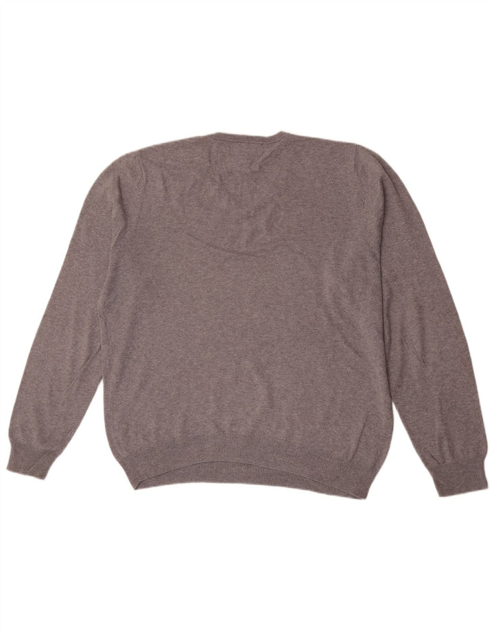 Maglione da uomo con scollo a V Marks & Spencer in cotone grigio medio