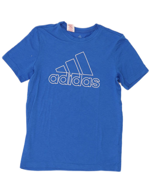 T-shirt grafica Adidas da ragazzo Climalite, 13-14 anni, grande, in poliestere blu
