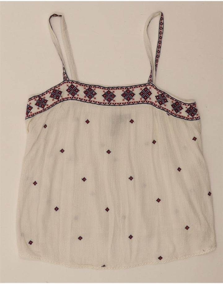 Top da donna Superdry Cami Top UK 10 Small White Fair Isle Viscosa