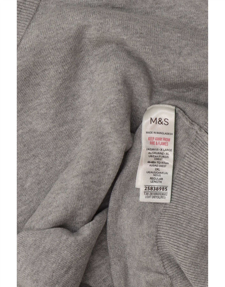 Maglione da uomo Marks & Spencer con scollo a V XL in cotone chiazzato grigio