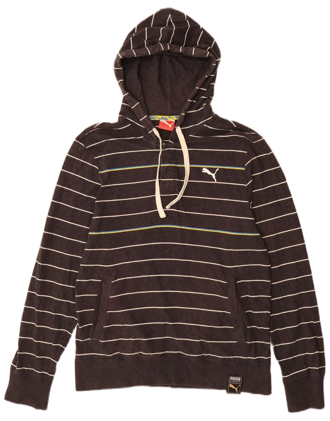 Felpa con cappuccio da uomo PUMA piccola a righe grigie