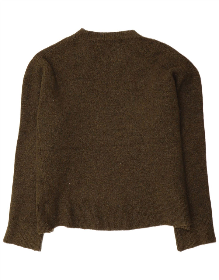 Maglione girocollo oversize da donna Zara UK 14 Viscosa kaki media