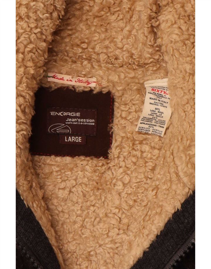 Giacca Sherpa da uomo in maglia Energie UK 40 grande lana screziata marrone