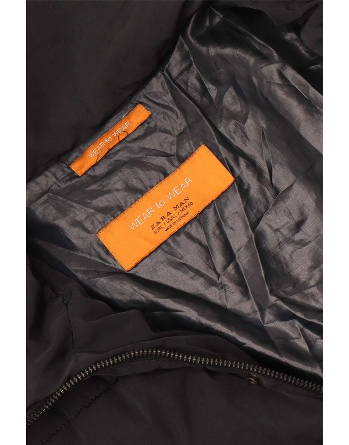 Giacca imbottita con cappuccio da uomo Zara UK 40 grande nera