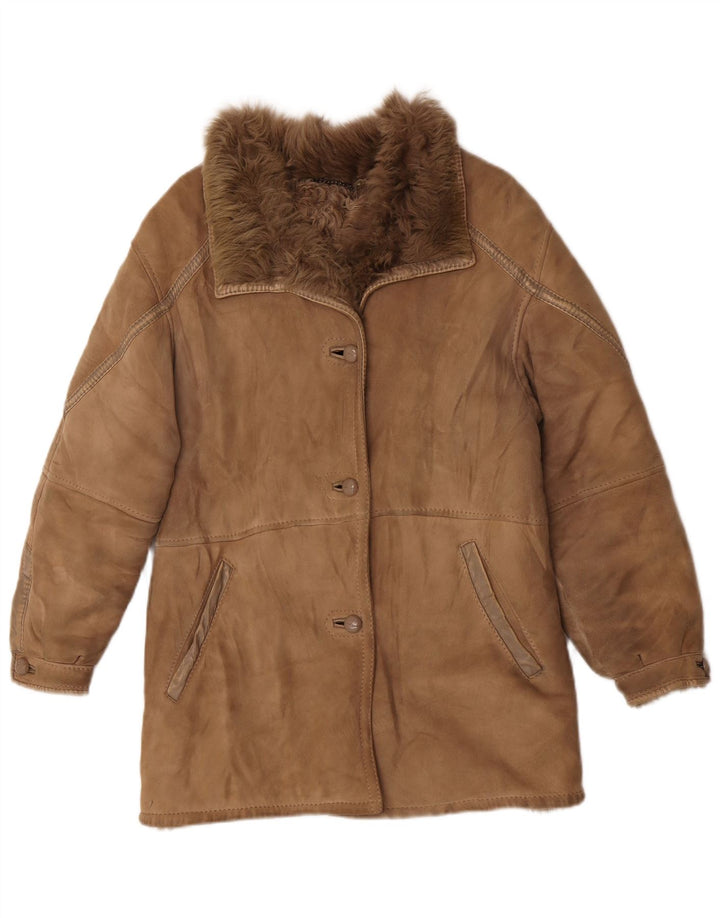 Giacca in shearling vintage da donna IT 44 Shearling beige medio