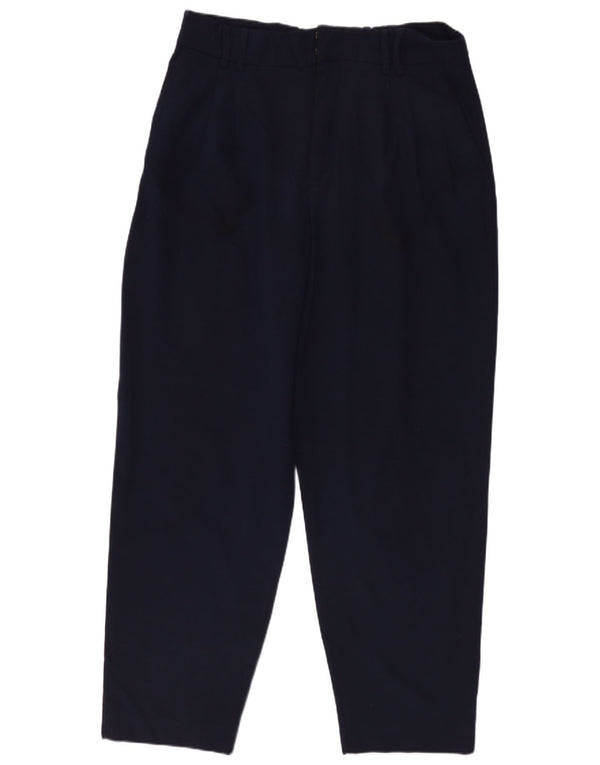 Pantaloni chino con pegging a vita alta da donna Zara EU 40 medio W30 L26 blu navy