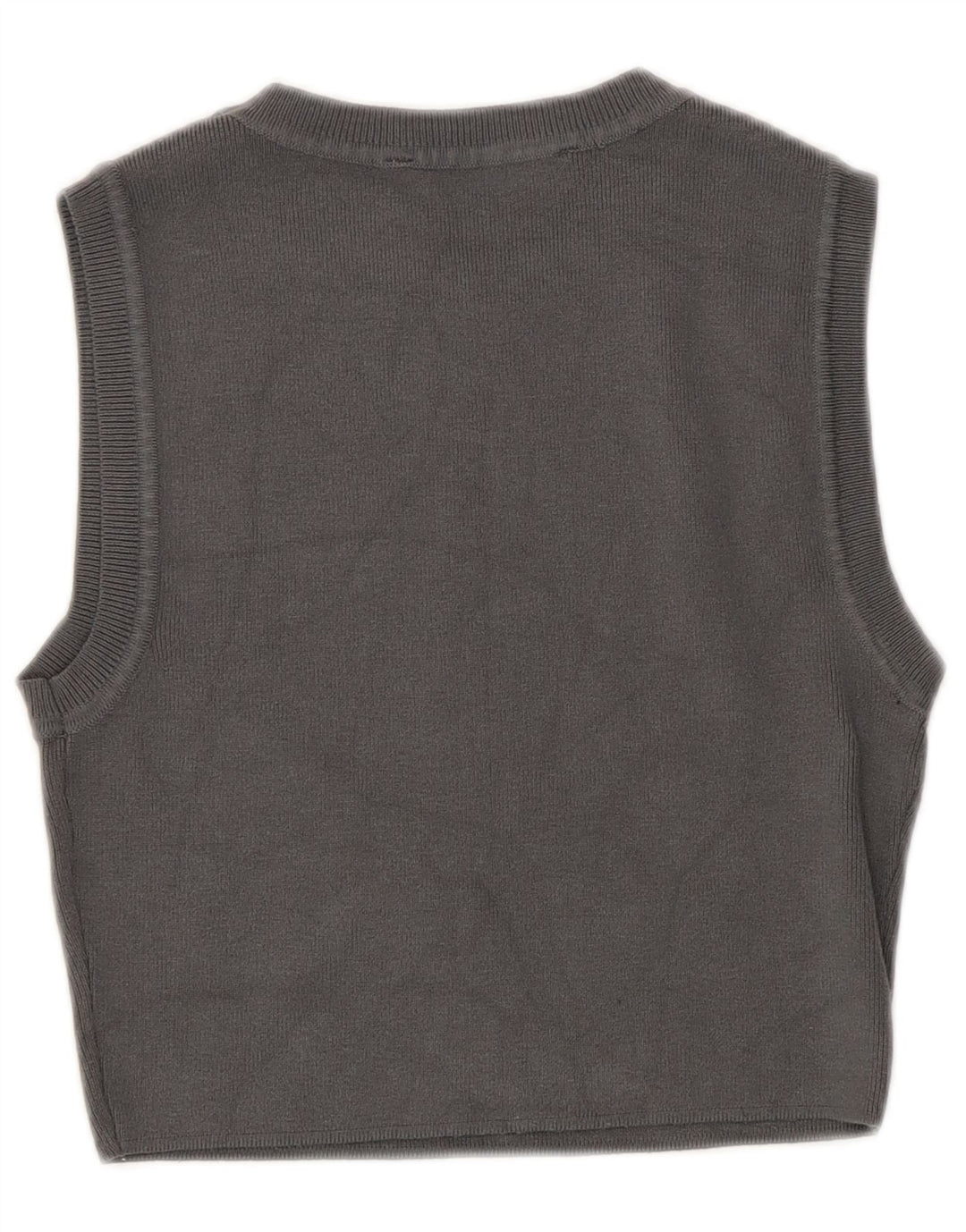 ZARA Womens Crop Vest Tank Top UK 14 Large Grey Viscose