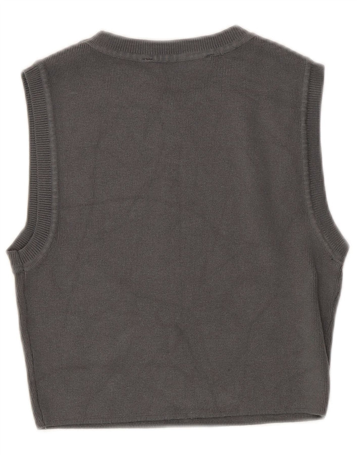 ZARA Womens Crop Vest Tank Top UK 14 Large Grey Viscose