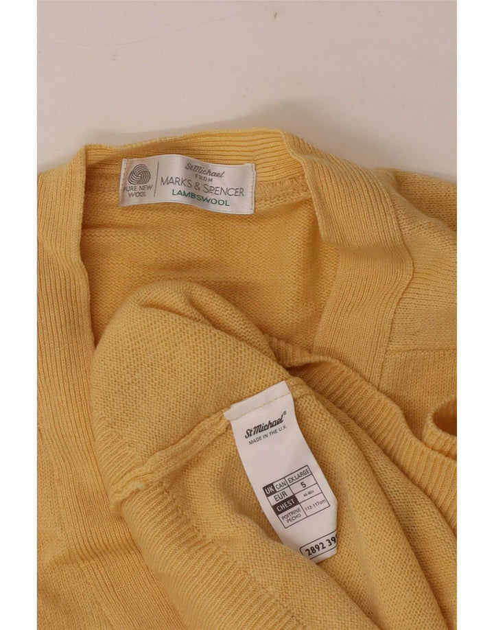 Maglione cardigan da uomo Marks & Spencer XL giallo lana vergine