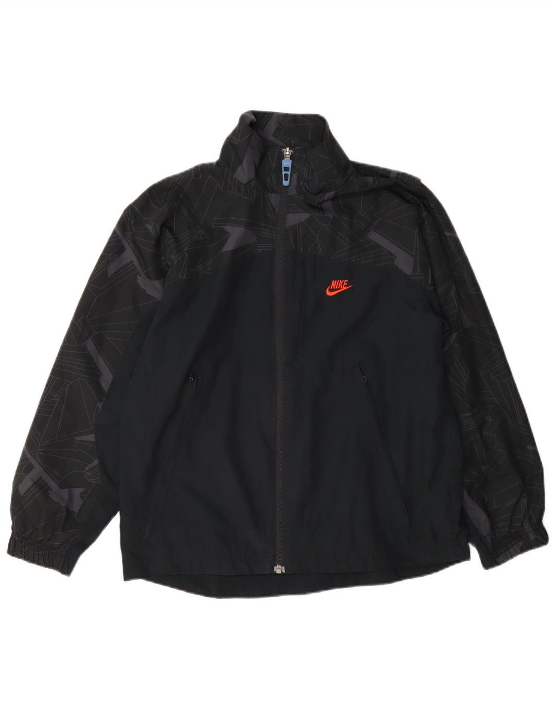 Giacca superiore della tuta da ragazzo Nike 10-11 anni media blu navy geometrica
