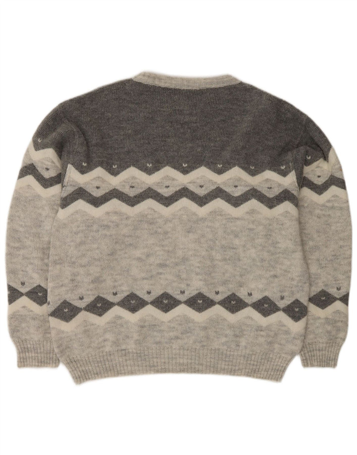 Maglione maglione girocollo da uomo vintage EU 50 grigio medio color block classico